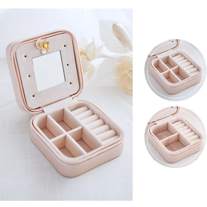 Portable Jewelry Box Storage Organizer Zipper Women Display Travel Case Double Layer LXH