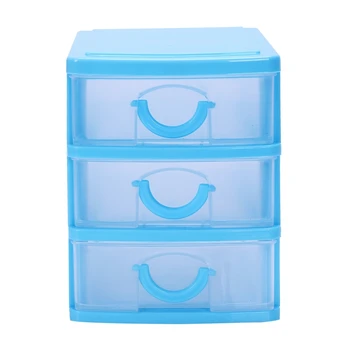 

New Mini translucent Drawer type plastic Storage Box(Blue 3 Layers)