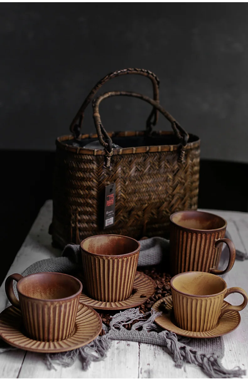 Service à Café/thé Vintage En Verre Jaune – Tasses Et Soucoupes 1920-1949
