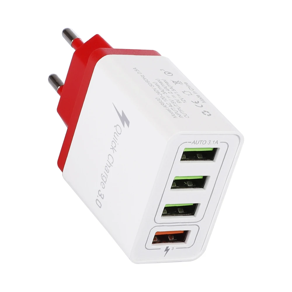 4 порта USB зарядное устройство Быстрая быстрая зарядка настенное зарядное устройство QC 3,0 USB концентратор адаптер питания ЕС/США штекер 4 USB настенное зарядное устройство для мобильного телефона