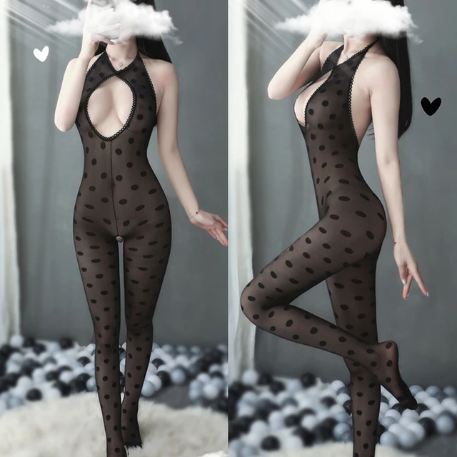 Sexy Crotchless Lingerie Bodysuit Erotic See Through Jumpsuit