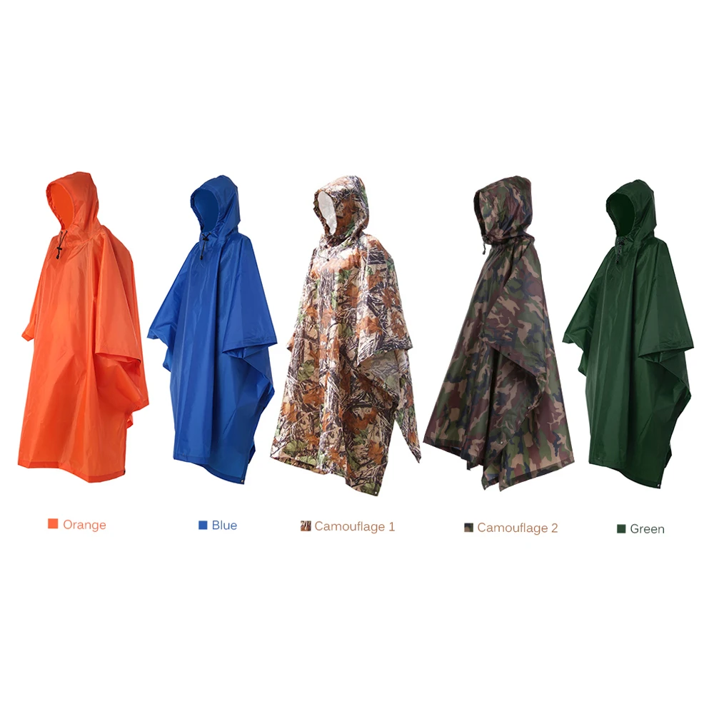 Rain Jacket Tomshoo Multifunctional Lightweight Raincoat with Hood Hiking Cycling Rain Cover Poncho Outdoor Camping Supplies Tent Mat