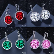 Shuangr 4 Warna Perak Merah Pink Kristal Besar Anting-Anting Batu Zirkonia Kubik Wanita Anting-Anting Perhiasan Boucle D'oreille Femme(China)