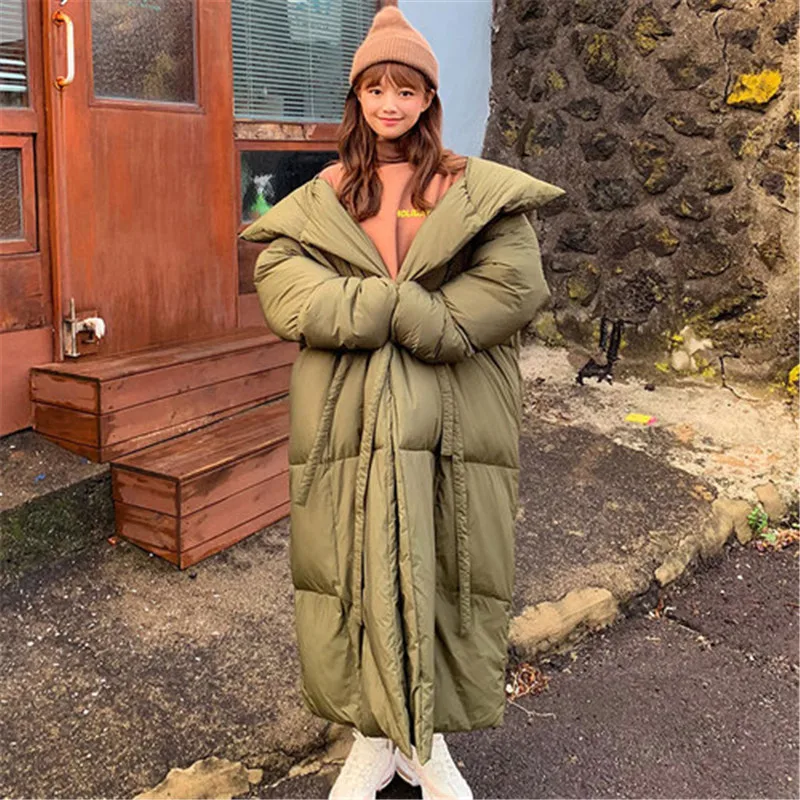 RUGOD осень зима стиль Шикарный утолщенный пуховик сплошной цвет теплое длинное пальто мода Kpop одежда размера плюс для женщин