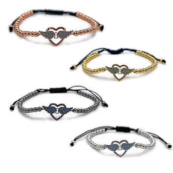 

Charm Woman Color Retention Copper Beads 4mm Bracelets Heart Cubic Zirconia Bracelet CZ Bracelet Length Adjustable