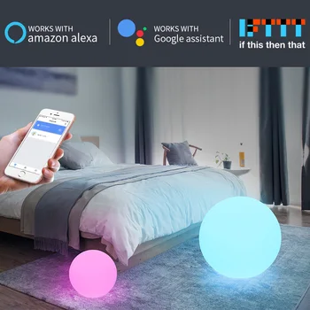 

WiFi Smart D50cm RGB LED Night Light Sphere MP APP Control LED Color Changeable Ball Lamp Alexa Voice Control Home Party Lights