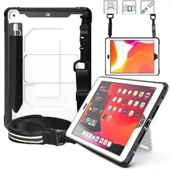

For iPad 10.2 Case/10.2 ipad case Heavy Shockproof Case Pencil Holder for ipad 7th Gen 2019 + Elastic Pencil Pocket/Neck Strap
