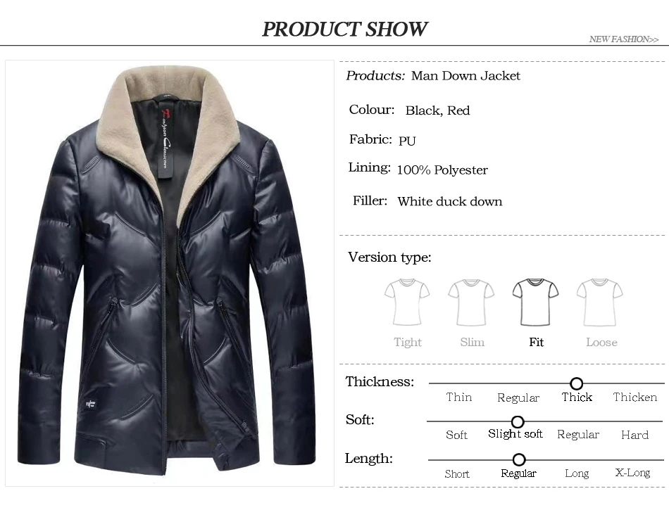 Winter New Style Men's Fashion Wool Collar Down Jacket High Quality White Duck Down Slim Jacket Men's Warm Down Jacket