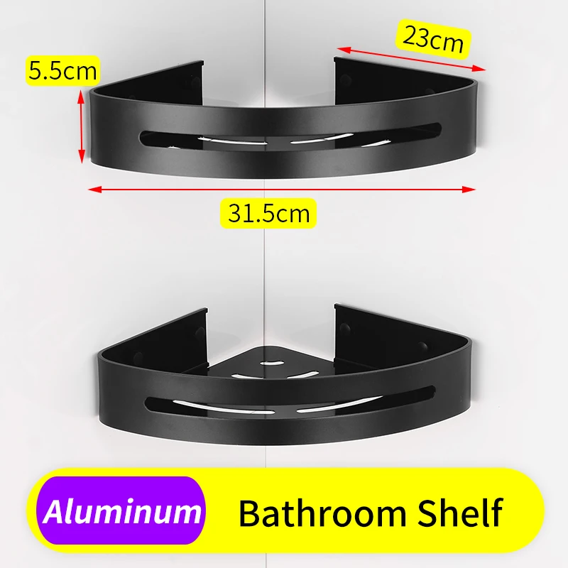 Corner Shelf Держатель для полотенец Черная Вешалка держатель для полотенец Держатель три многослойное полотенце бар алюминиевая полка для ванной органайзер для душа держатель для туалетной бумаги - Цвет: Corner Shelf