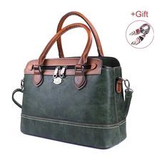 Новая женская сумка, винтажная натуральная кожа, женские сумки на плечо, роскошная Большая вместительная сумка-тоут, деловая сумка-мессенджер