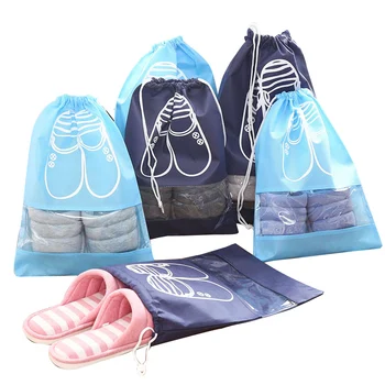 

10 Pieces Waterproof Shoes Bag Pouch Storage Travel Bag Portable Tote Drawstring Bag Organizer Cover Non-Woven Laundry Organizad