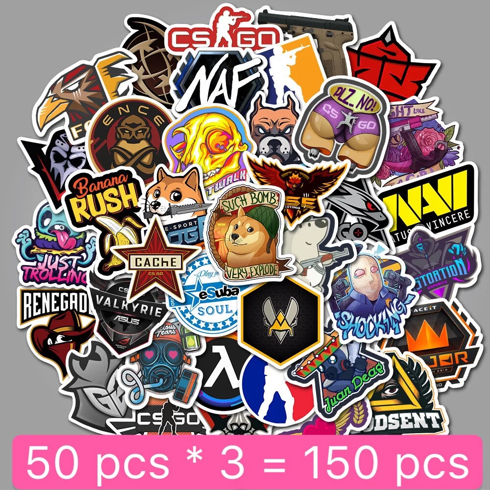 

50 PCS Pack*3 CS GO Game Stickers Set For Boys Luggage Skateboard Laptop Mac Teem Waterproof Stickers