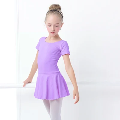 short sleeve Хлопковое балетное платье для маленьких девочек; детская Одежда для танцев; танцевальная одежда для занятий танцами - Цвет: short sleeve