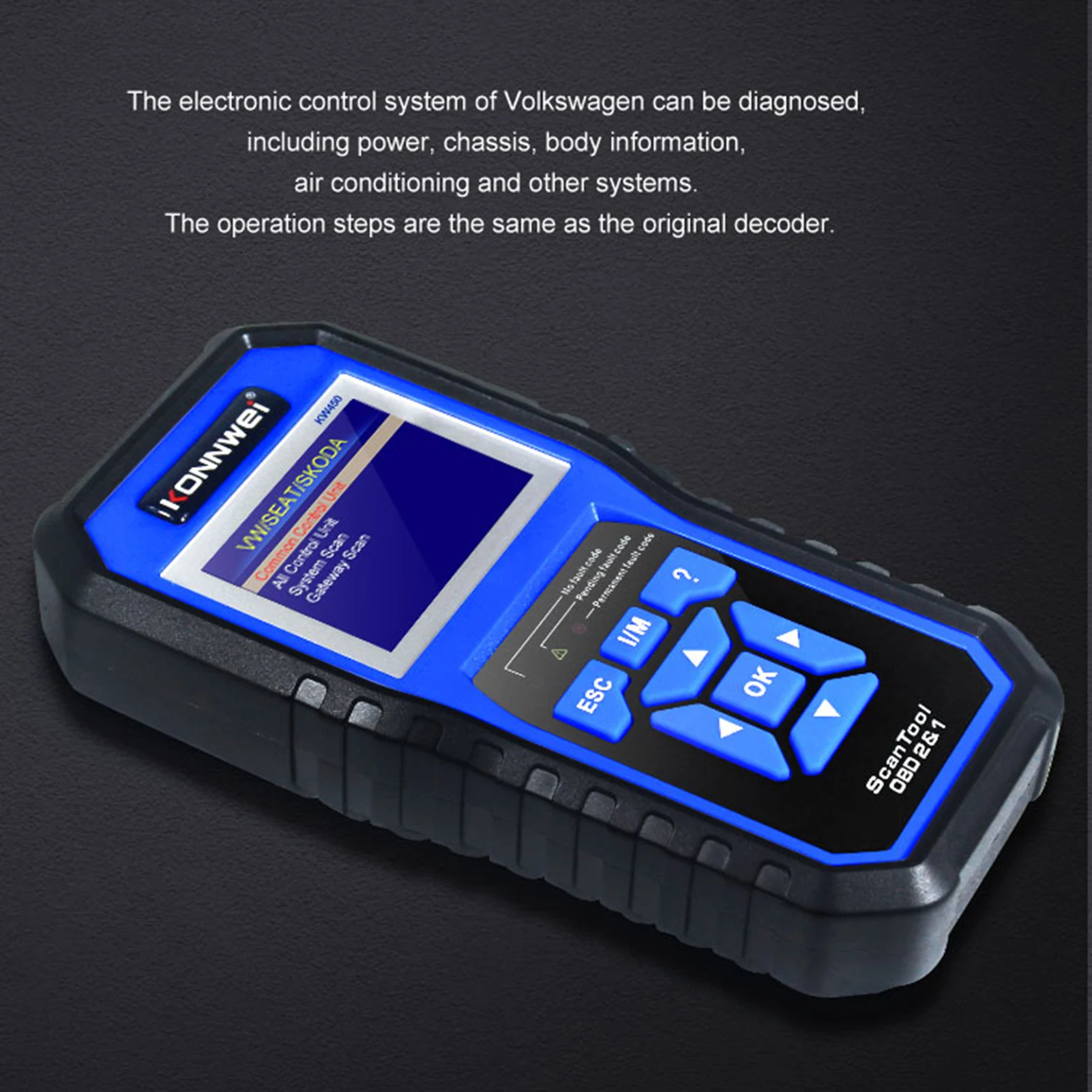 KONNWEI Universal OBDII Scanner Code Reader Engine Fault Reader Erase/Reset Codes Diagnostic Scanner Car Goods for VW Audi Skoda