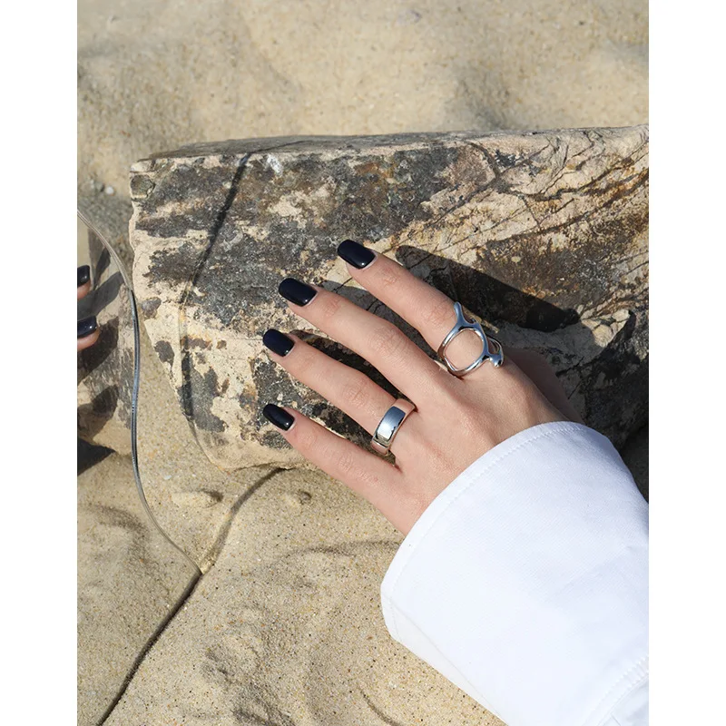 

1 шт. 18K золота подлинные S925 Стерлинговое Серебряные ювелирные изделия глянцевые открытые в дырочку геометрической формы шире кольца отрегулировать TLJ1553