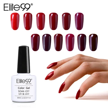 

Elite99 10ml Wine Red Color UV Gel Nail Polish Pure Gel Varnishes Nail Gel Primer Long Lasting Soak off UV Gel Nail Art Manicure
