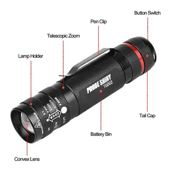 

6000lm LED Tactical Flashlight Camping Tent Light 5-Modes Work Lamp Torch