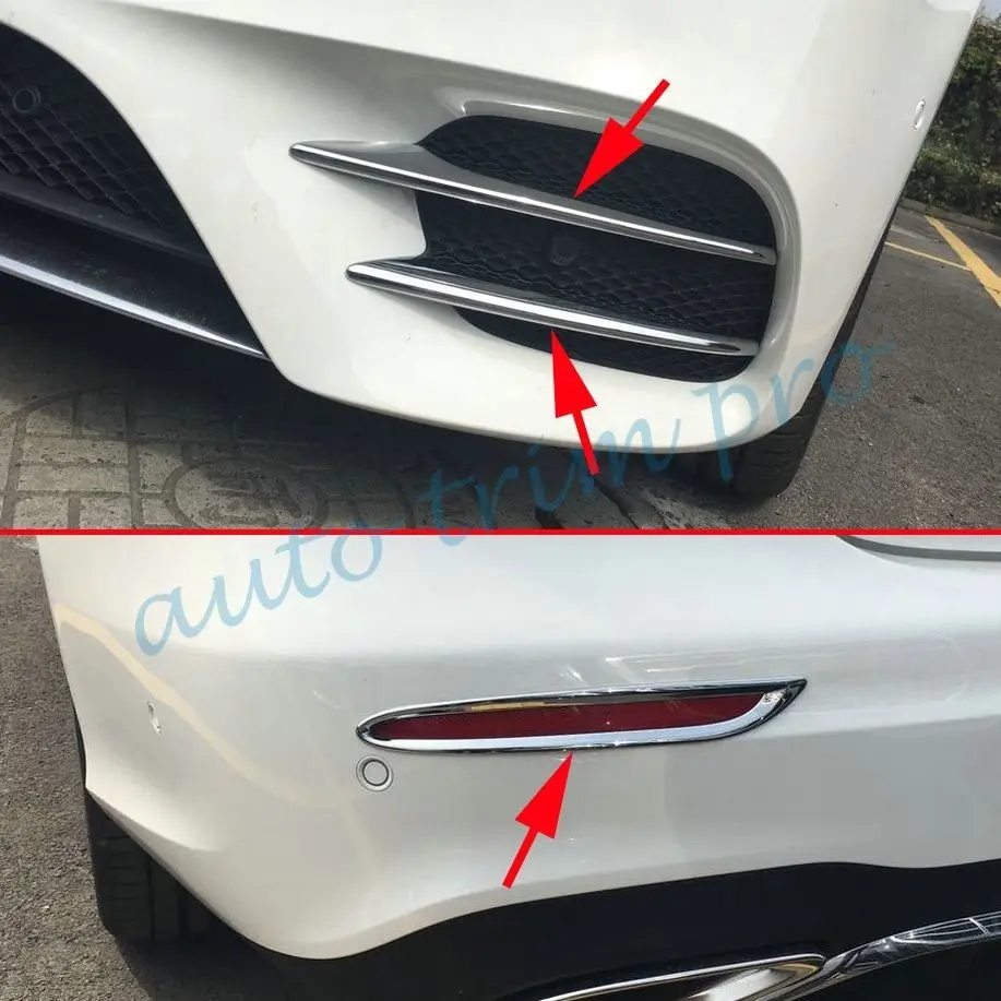 

Chrome Front + Rear Fog Light Lamp Cover For Mercedes Benze E Class Sport W213 E200 E300 2017 Accessories Foglight Trim