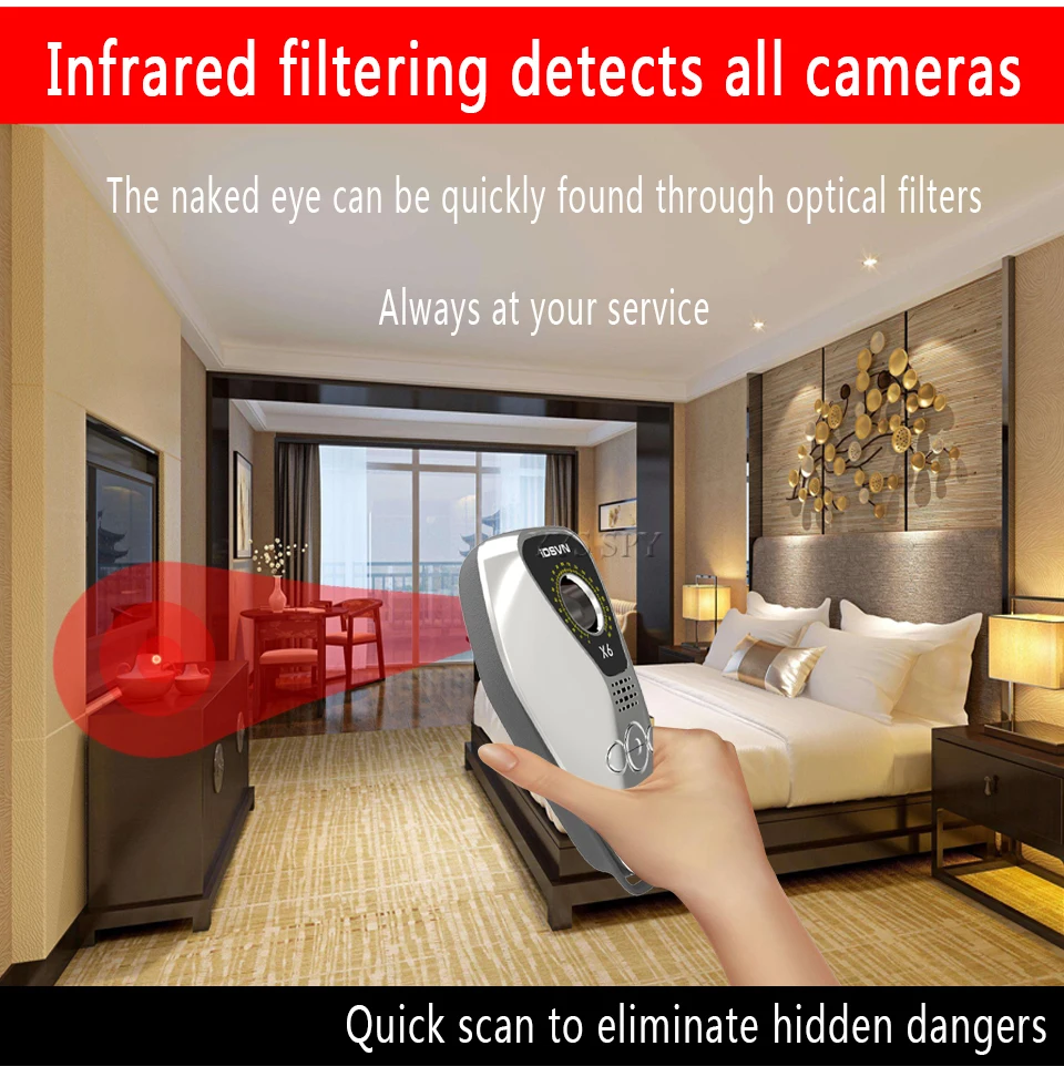 

New X6 Mini Anti Spy Hidden Camera Infrared Detector Anti-Thief Mosquito Repellent Wireless GPS Locator Signal Bug Scanner Alarm