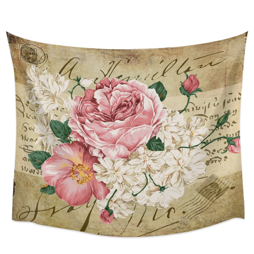Rose Flower Bouquet Retro Print Tapestry Boho Mandala Tapestries Witchcraft Wall Hanging Bedspread Blanket Beach Mat | Дом и сад