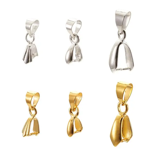 pandahall 1box Brass Ice Pick Pinch Bails Necklace Pendant Clip Hook Connector for Jewelry Making DIY Accessories Findings 300pcs