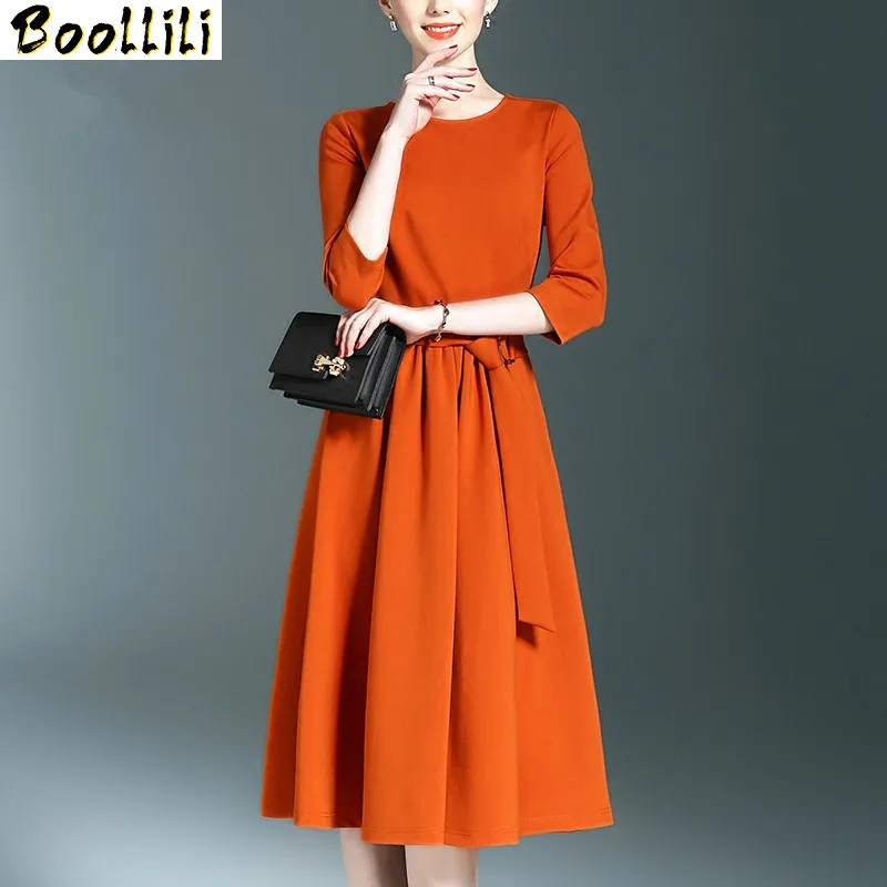 

Boollili Fashion Spring Autumn Women's Elegant Casual Dress Office Black Red Dress Female Midi Dresses Women vestidos