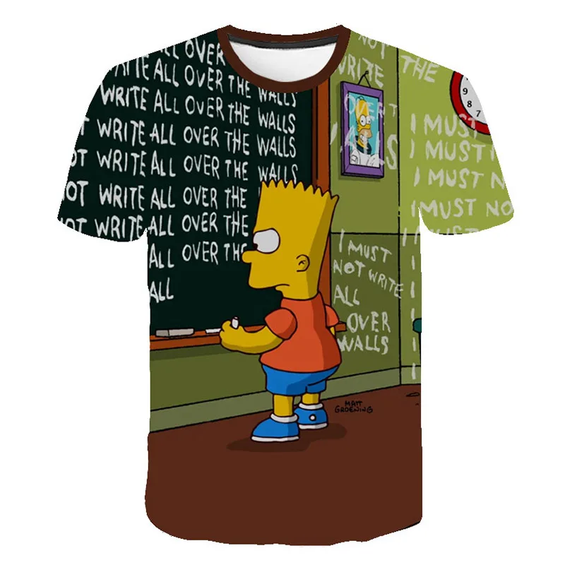 Футболки Simpsons с 3D рисунком из анимации Детская футболка для мальчиков и девочек