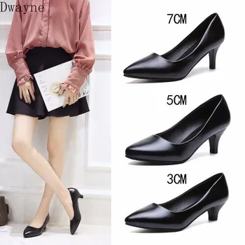 

Dressing Etiquette Pointed Work Shoes Elegant Student Workplace OL High Heels Comfort Soft Leather Shoes Office Womens Shoes