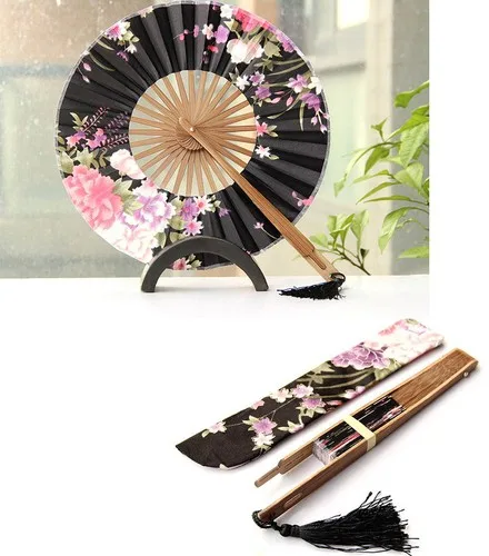 Ручной складной держатель вентилятора Карманный сумки Шелковый пылезащитный