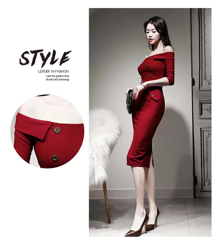 Foamlina Сексуальное Красное Облегающее платье с открытыми плечами Vestidos модное женское приталенное вечернее платье с вырезом лодочкой и коротким рукавом