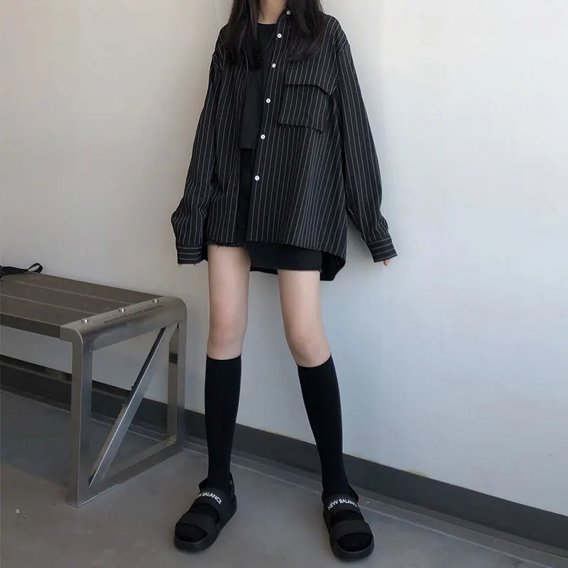 Женская блузка в полоску с длинным рукавом и карманами 2 цвета| |