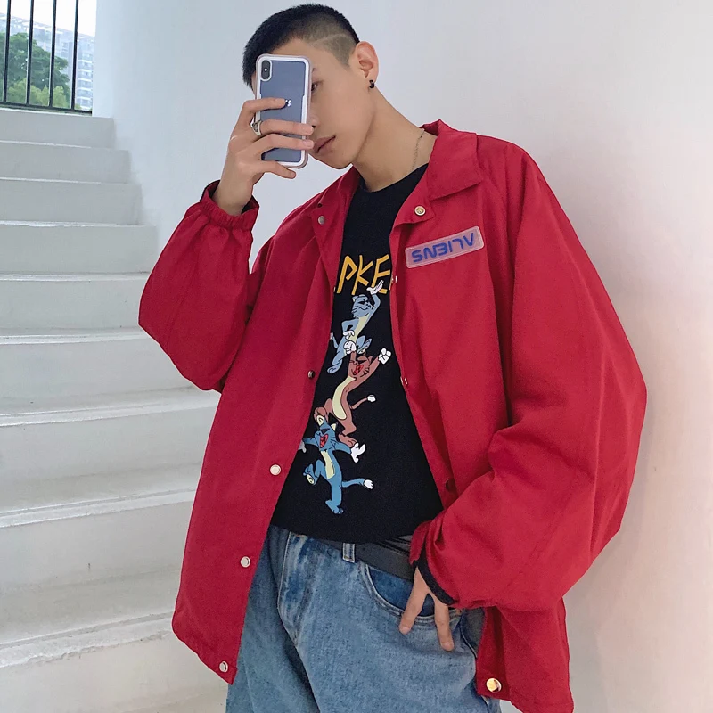 Cheap Spring Rack Jacket Men's Fashion Solid Color Casual Jackets Mens Street Wild Loose Hip Hop Bomber Jacket Men Outwear M-2XL