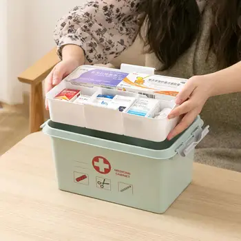 

1PC Portable Medicine Box Small Family Medical Protective Box Household Medical Clothes Storage Box