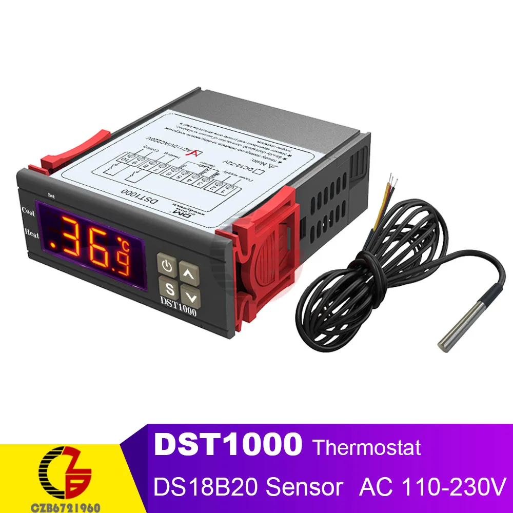 STC-1000 SHT2000 DST1000 цифровой термостат регулятор влажности Регулятор температуры Терморегулятор гигрометр 12 в 110 В 220 В - Цвет: DST1000 AC 110V-220V