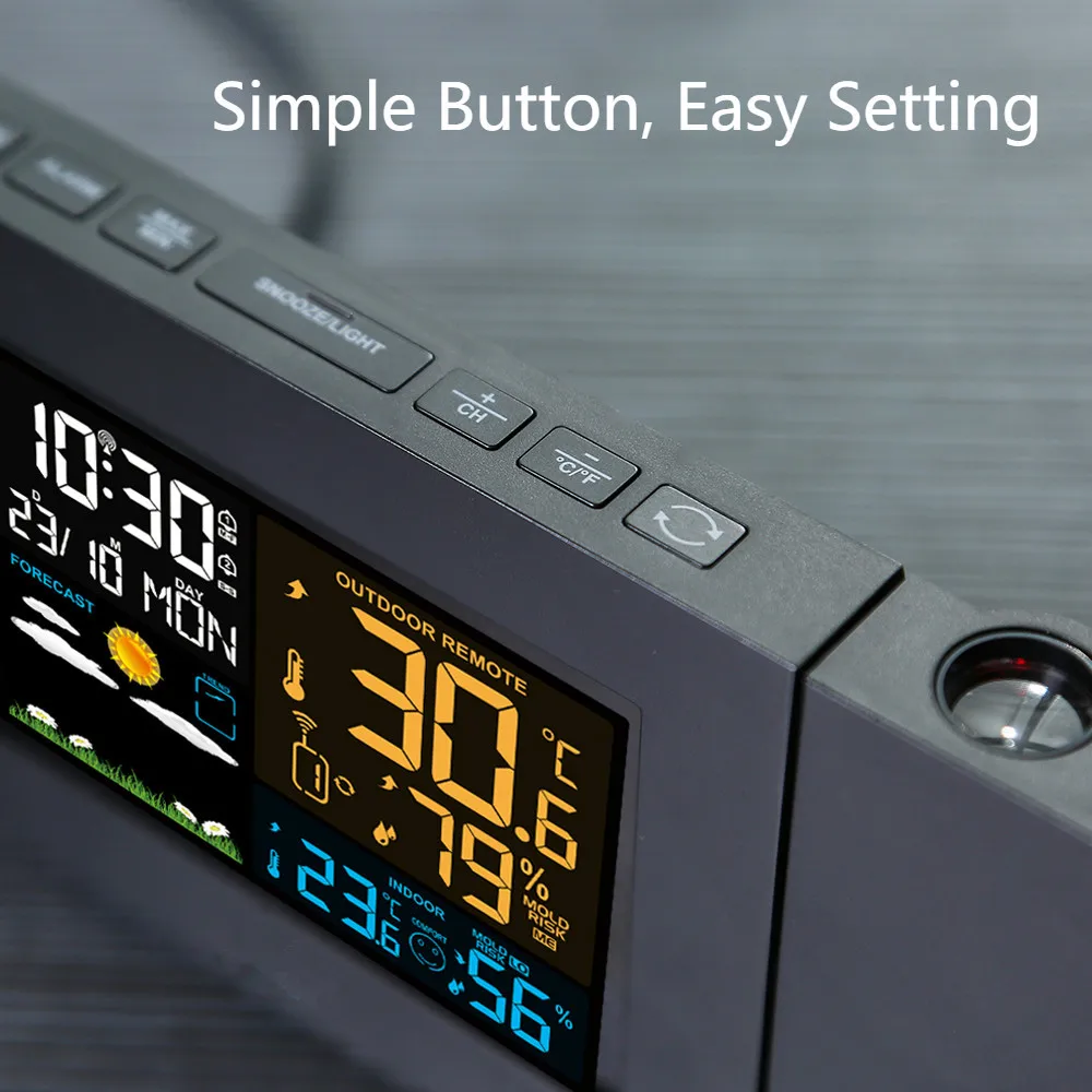 Проектор ЖК-Будильник Метеостанция с проекцией погода монитор DCF радио управление настольные часы температура дисплей