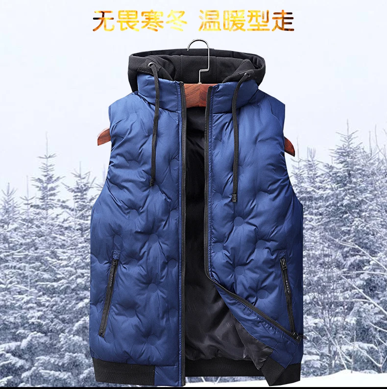 Худи-жилетка без рукавов Мужская зимняя модная теплая куртка без рукавов облегающий жилет для мужчин ветровка пальто мужской жилет VT-261