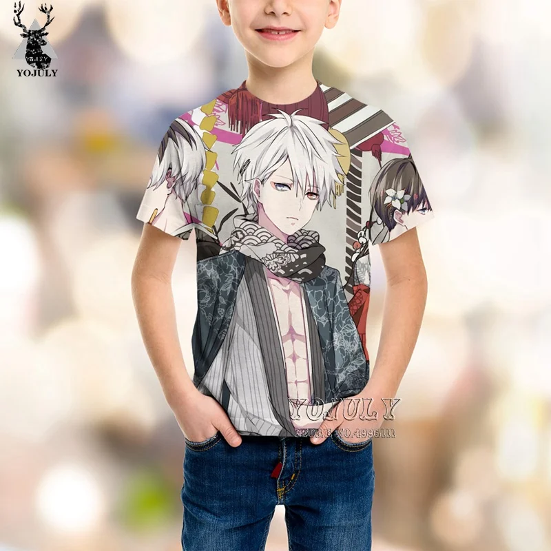 YOJULY/Новая детская футболка с 3D принтом, аниме, тоука киришима, Харадзюку, Kawaii, для мальчиков и девочек, летняя детская футболка A396