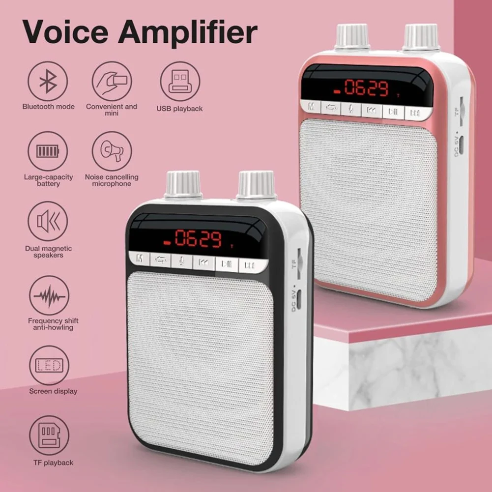 Portable Voice Amplifier Radio Bluetooth with Wired Mic Headset 5W FM Recording Loudspeaker With Mp3 Player Recorder |