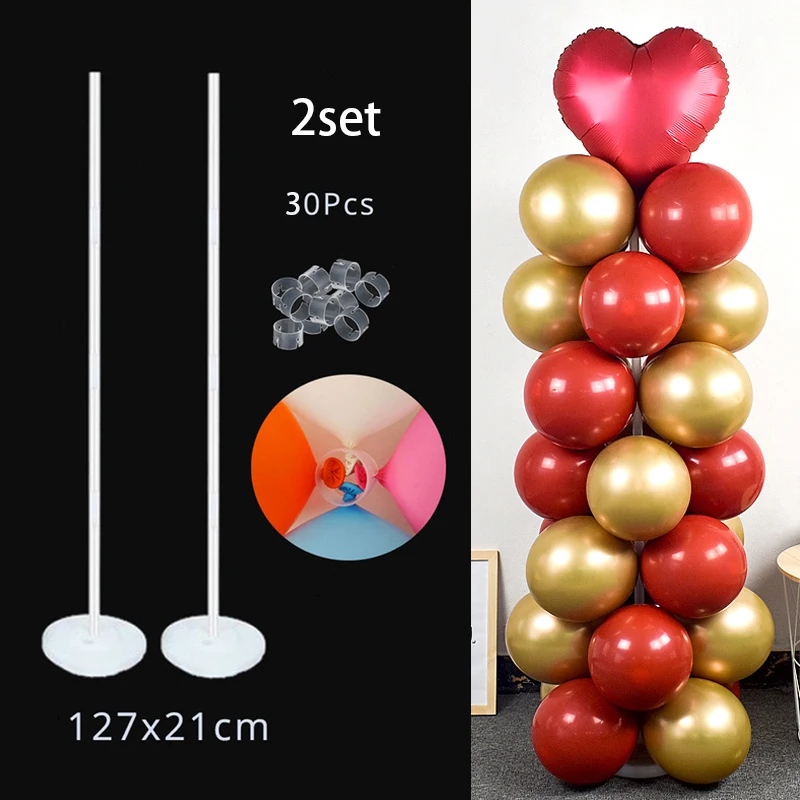 2set Balloon Column 2 комплекта, колонна-подставка для воздушных шаров, набор, основание с ПВХ трубой, 30 шт., палочки для воздушных шаров, кольца для дня рождения, свадьбы, Рождества, украшения - Цвет: 2set Balloon Column