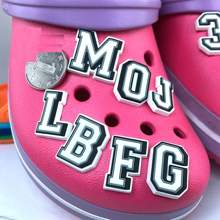 

Original JIBZ Children's gift capital letter noctilucence shoe flower toys Cartoon PVC beach shoe accessories for kids