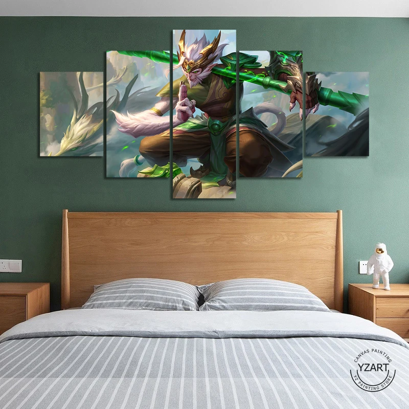 5/3 Pieces Unframed Jade Dragon Wukong LoL Wild Rift Video Game Poster