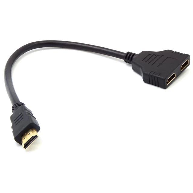 Cable adaptador divisor HDMI, 1 en 2, 1 a 2 vías, macho a hembra, para  Monitor de 1080P - AliExpress