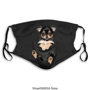 

Chihuahua Inside Black Pocket mask Dog Lovers Black Cotton S 6XL Hotcartoon mask Men Unisex New Fashion -In mask of Men Cl pm2.5
