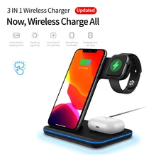 Wireless Charger Stand 3 in 1 Qi 15W Fast Charging Dock Station for Apple Watch iWatch 5 4 3 AirPods Pro For iPhone 11 XS XR X 8 universal 15w qi wireless charger fast charge 3 0 for iphone x 8 xiaomi apple airpods watch 4 3 2 1 smart touch light holder