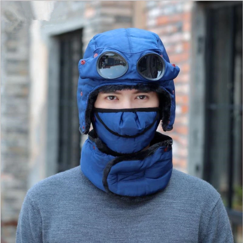 

Men Women Riding Skiing Warm Hat Winter Outdoor Fishing Climbing Camping Hiking Windproof glasses Thermal Lei Feng Cap Earmuffs
