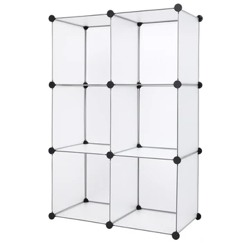 

Cube Storage Organizer, 6 Cubes Shoe Rack, DIY Plastic Modular Closet Cabinet Storage Organizer White Color