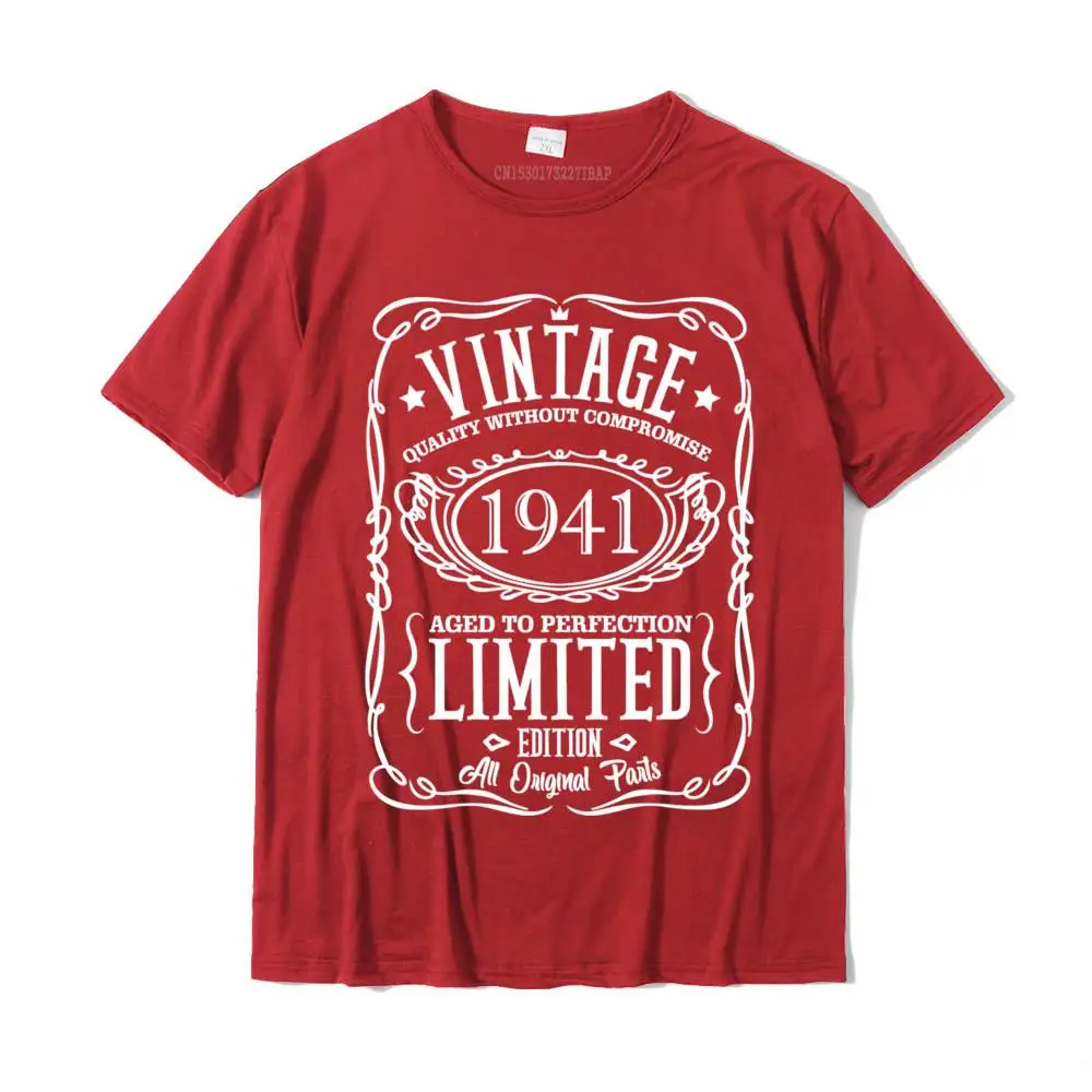 Gift Cotton T Shirts for Men Short Sleeve Classic Tops & Tees Company Thanksgiving Day Round Neck T Shirt Custom 80th Birthday Gift Vintage 1941 T Shirt 80 Years Old Sweatshirt__MZ17268 red