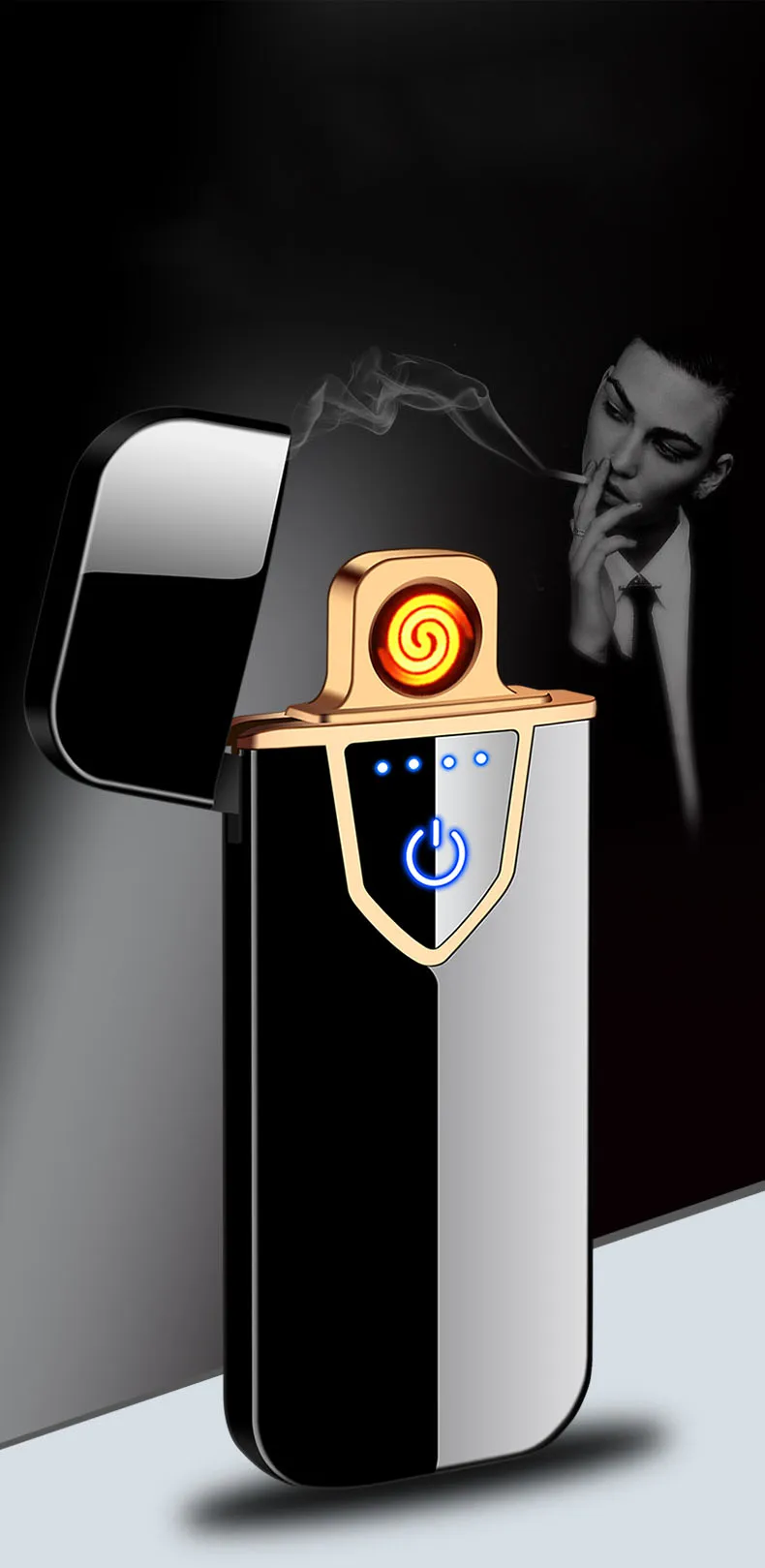 Оригинальная usb-зарядка Зажигалка сенсорный зондирования ветрозащитный электронный планшет ультра-тонкий электронагревательный провод прикуривателя Лидер продаж