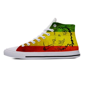 

Flag of Ethiopia lion of judah rasta Reggae Cool Casual Canvas Shoes High Top Lightweight Breathable 3D Print Men women Sneakers