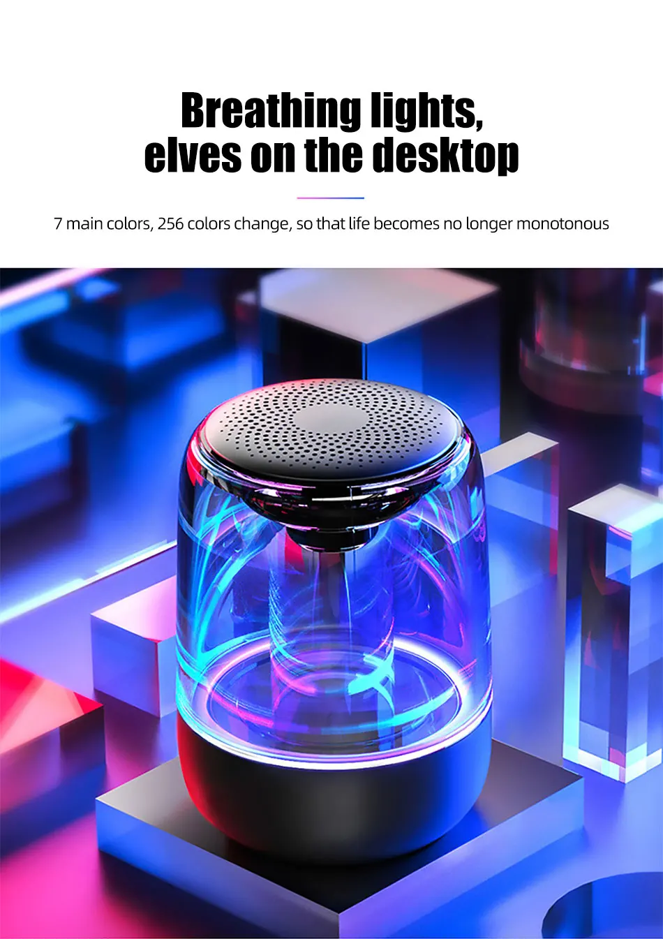 !ACCEZZ Bluetooth Speaker Portable Wireless Loudspeaker Waterproof Stereo Column Romantic Colorful LED Support TF Card with Mic (3)